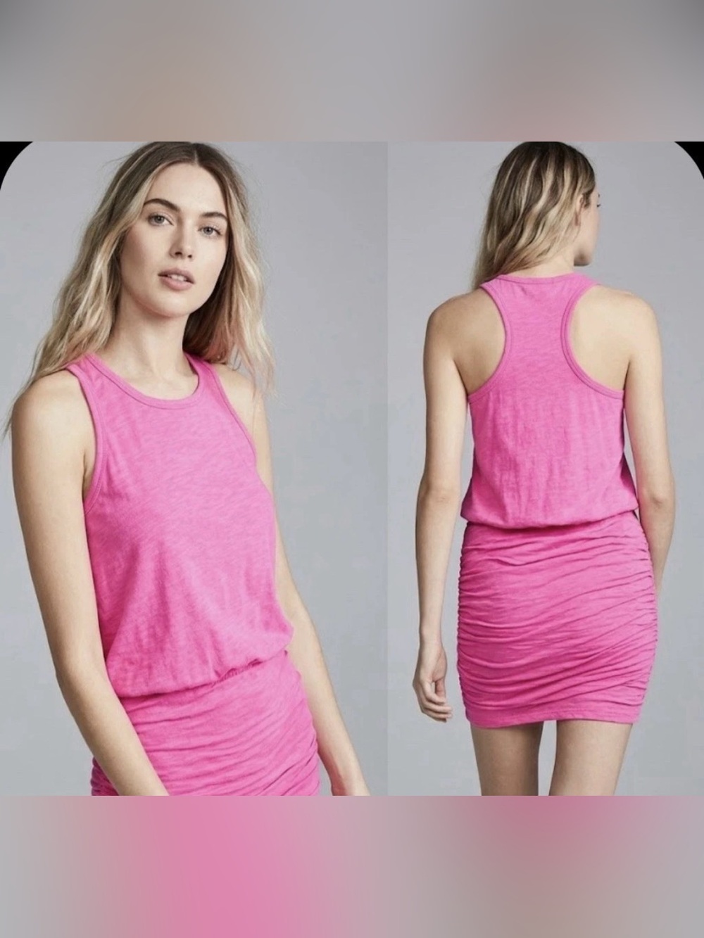 Sundry Hot Pink Racerback Tank Dress - S